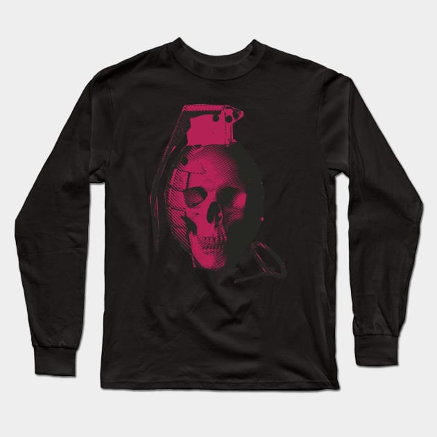 skull hand grenade Long Sleeve T-Shirt by Breshka